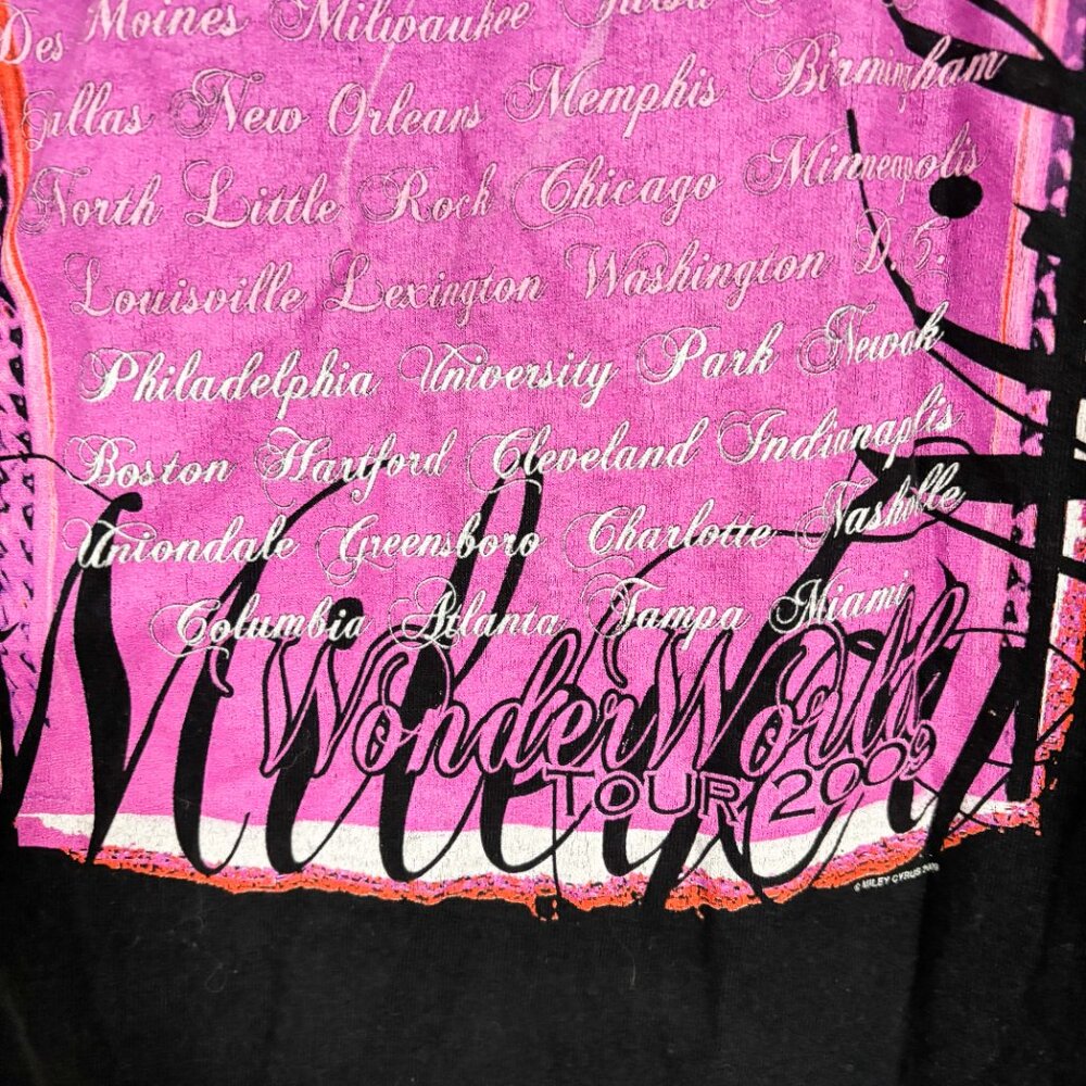 Y2K 2009 Miley Cyrus Wonder World Tour Anvil Vintage Tshirt - Picture 9 of 10